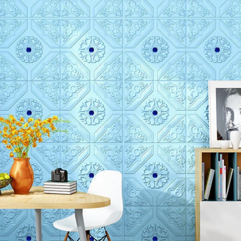 Giấy Dán Tường Hình Vuông Họa Tiết Hoa Cổ Điển Tự Dính Bằng XPE Chống Ẩm Chống Nấm Mốc Trang Trí Nhà Cửa