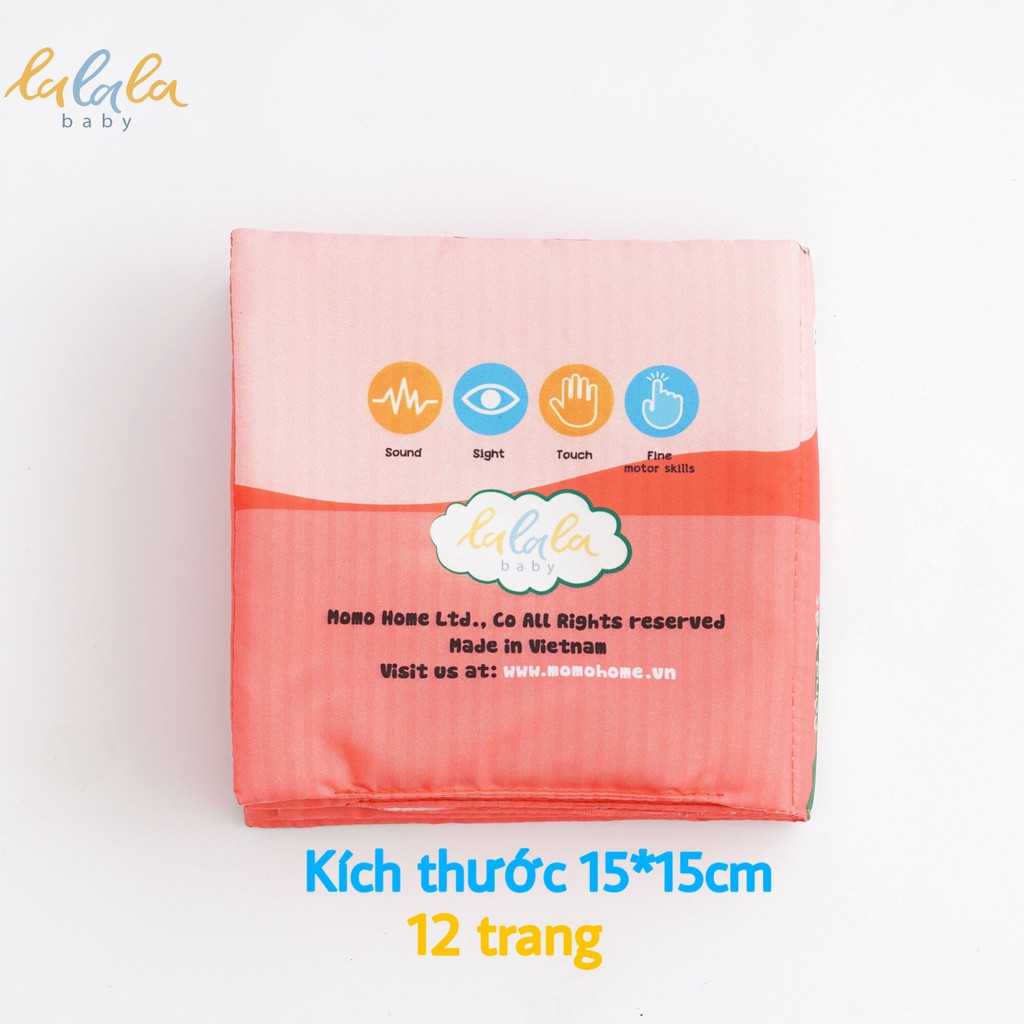 Sách vải Lalala baby Chính hãng, kích thích đa giác quan chủ đề Động vật. Kích thước 15x15cm