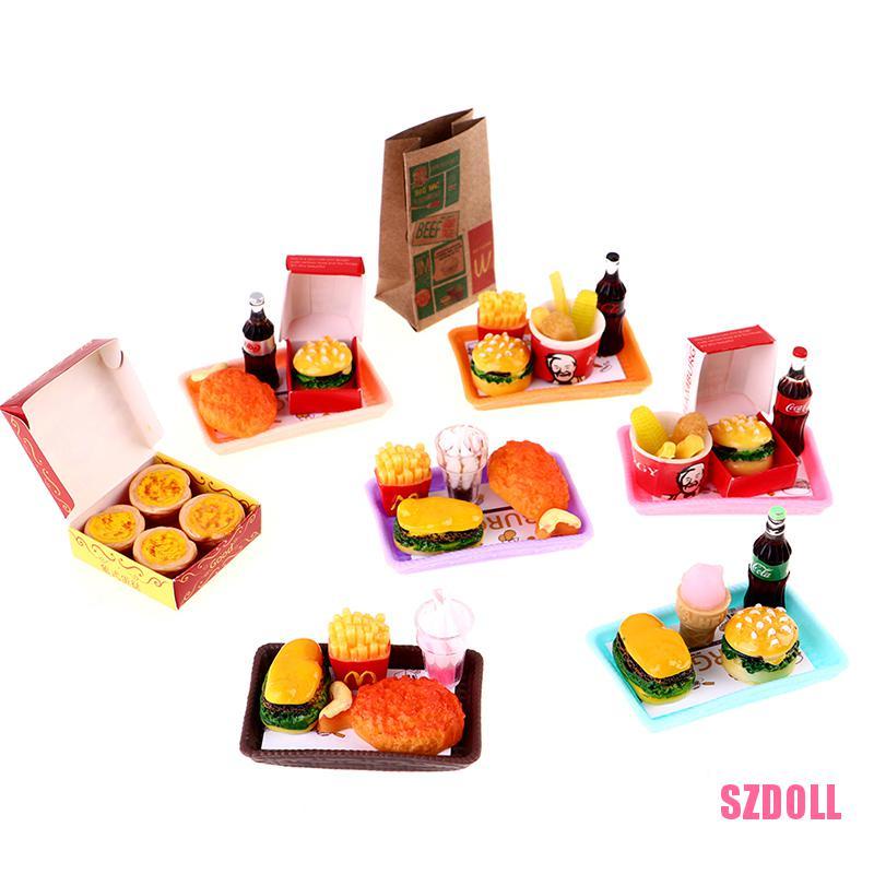Mô Hình Xô Đựng Khoai Tây Chiên Hamburger Mini Bo11 DOM Mini Trang Trí Nhà Búp Bê