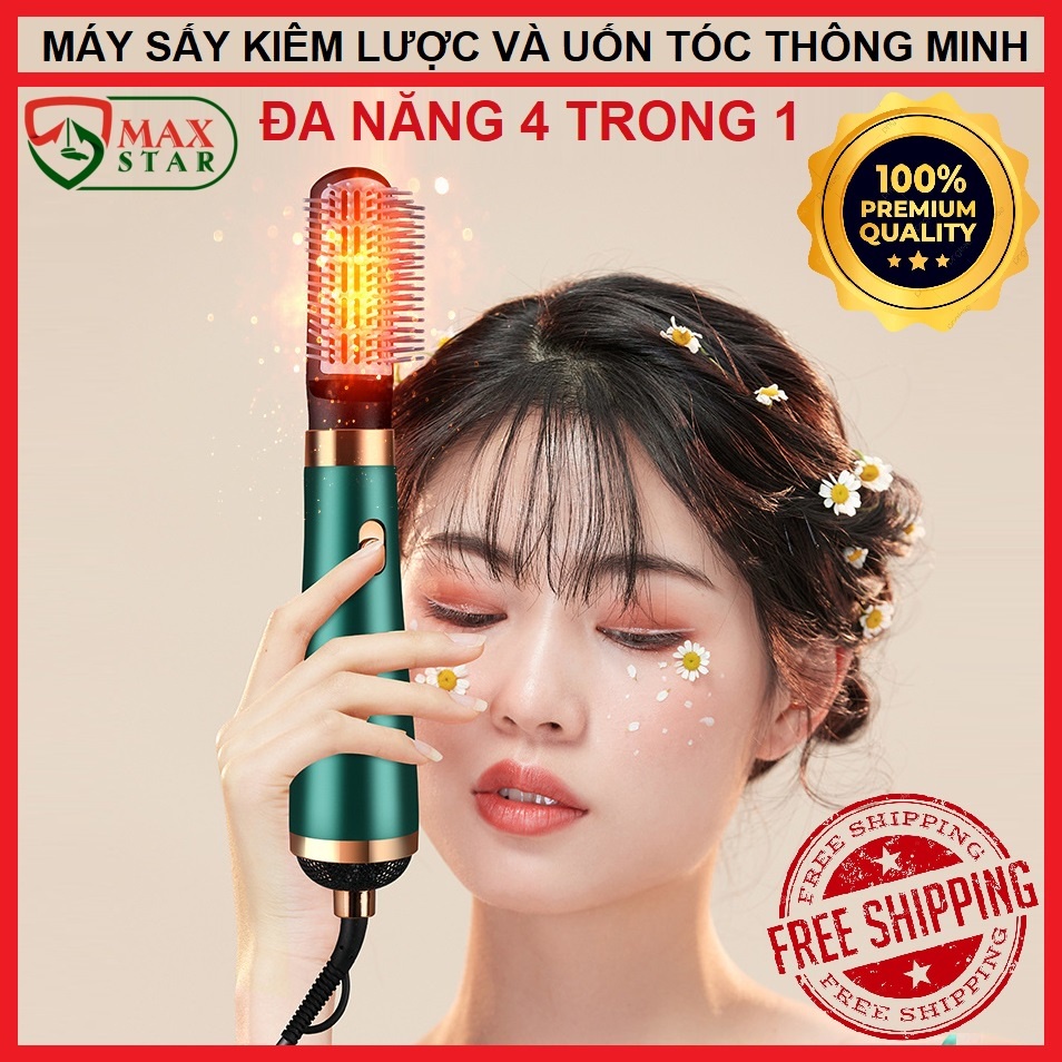 Lược điện tạo kiểu tóc kiêm máy sấy khí tạo phồng đa năng Máy sấy kiêm lược tạo kiểu tóc cao cấp Lược điện