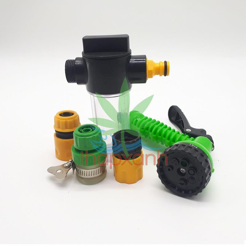 Bộ vòi xịt nước tưới cây, Rửa xe BTN-5201, Vòi 7 in 1 kèm bình xà phòng