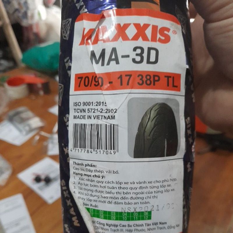 Lốp Maxxis 70/90-17 hoặc 80/90-17 không ruột - vỏ xe máy chính hiệu Maxxis MA 3D