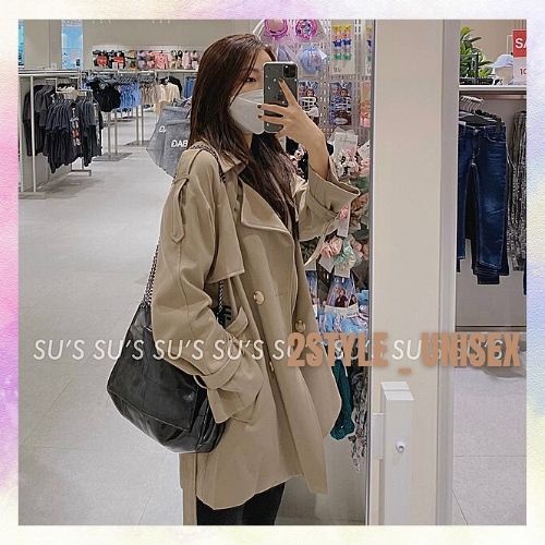 Áo khoác măng tô kaki cổ bẻ kèm dây đai / Áo khoác mùa đông unisex form rộng phong cách Hàn Quốc trẻ trung 2style-unisex