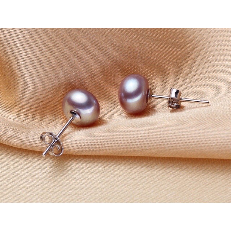 Đôi bông tai hạt nụ màu hồng tím 9ly