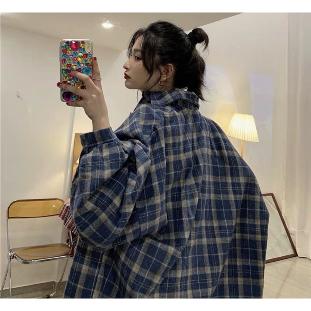 Áo Sơ Mi Kẻ Lồng Đèn Nam Nữ Unisex Dáng Rộng 🦋 Somi Nam Nữ Freesize 3 Màu So Hot