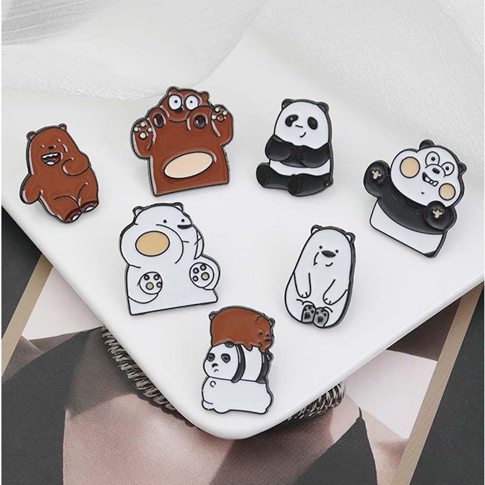 Huy Hiệu Cài Áo Hình We Bare Bears Ba Lô Phong Cách Cổ Điển