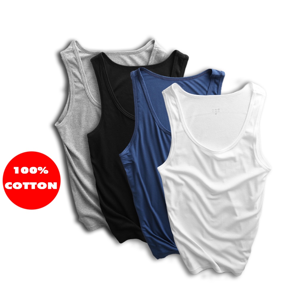 Áo thun 3 lỗ nam cotton mặc mát, mặc ở nhà, chơi thể thể thao, tập gym