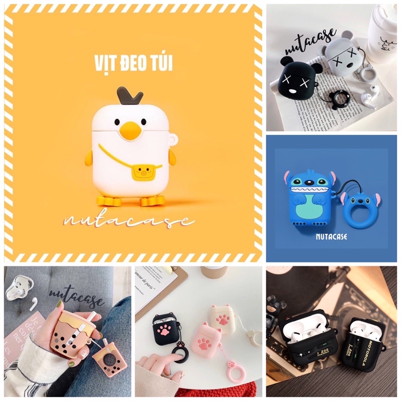 Vỏ bảo vệ tai nghe bluetooth Airpods bằng Sillicone dẻo, ốp Case cute, Airpods 2/pro &lt; NHIỀU MẪU &gt;
