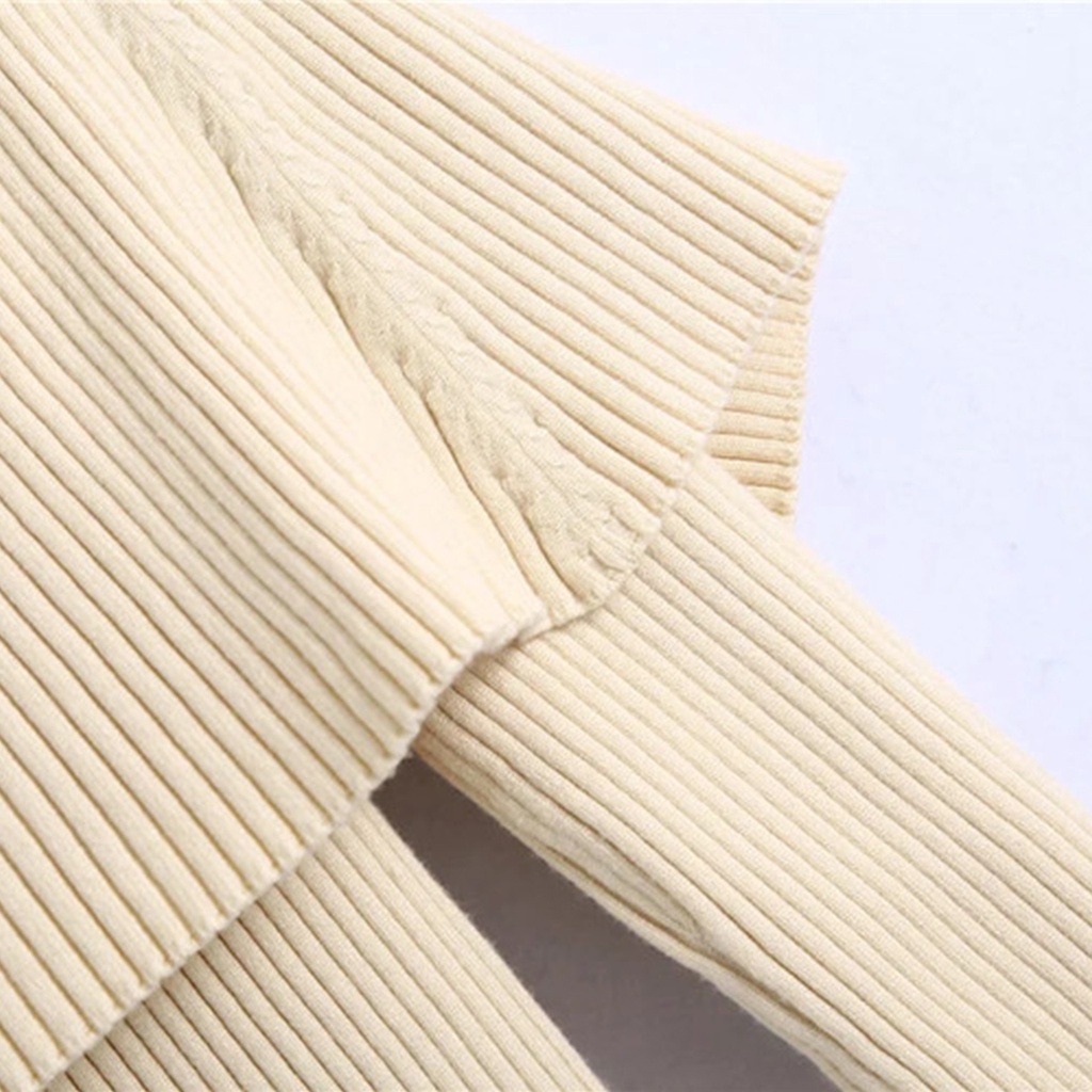 Áo len tăm cổ V trễ vai 23Closet tay dài nữ kiểu dáng Hàn Quốc hở vai chất len tăm co giãn tốt cao cấp -ALTT07