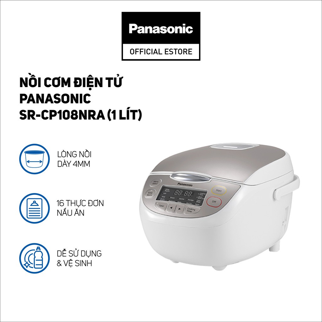 Nồi Cơm Điện Tử Panasonic SR-CP108NRA (1L) - Bảo Hành 12 Tháng - Hàng Chính Hãng