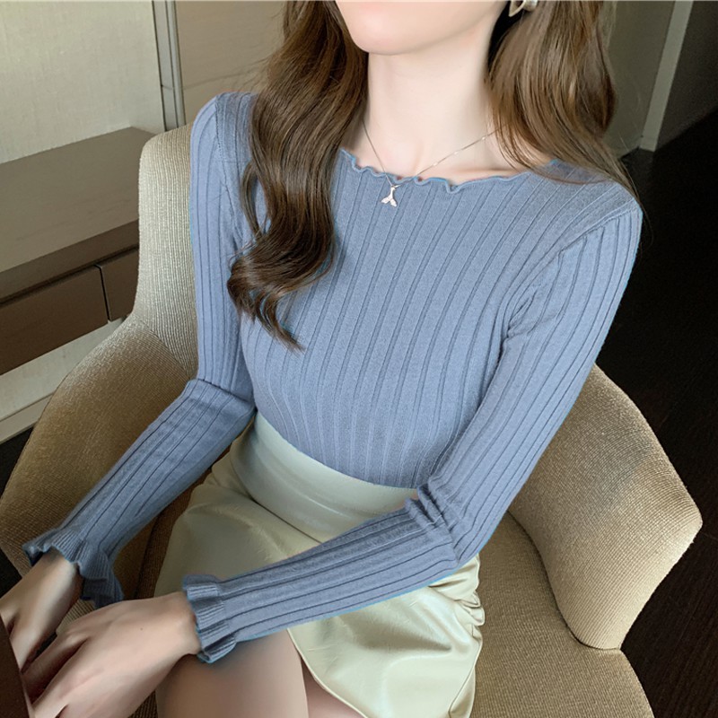 Áo Len Dệt Kim Tay Xòe Kiểu Body Thời Trang Hàn Quốc