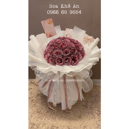 [Tặng vương miện] Hoa nhũ bó 50 bông siêu to, viết chữ theo yêu cầu. Có Nowship nội thành. Hoa sinh nhật, kỷ niệm