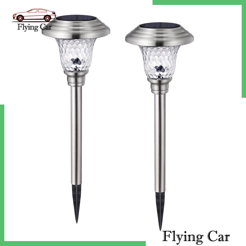 2 đèn cắm lối đi sân vườn dùng năng lượng mặt trời bằng thép không gỉ