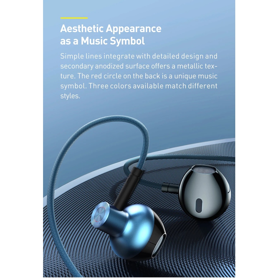 Tai nghe AUX 3.5mm Baseus Encok H19 Wired Earphone