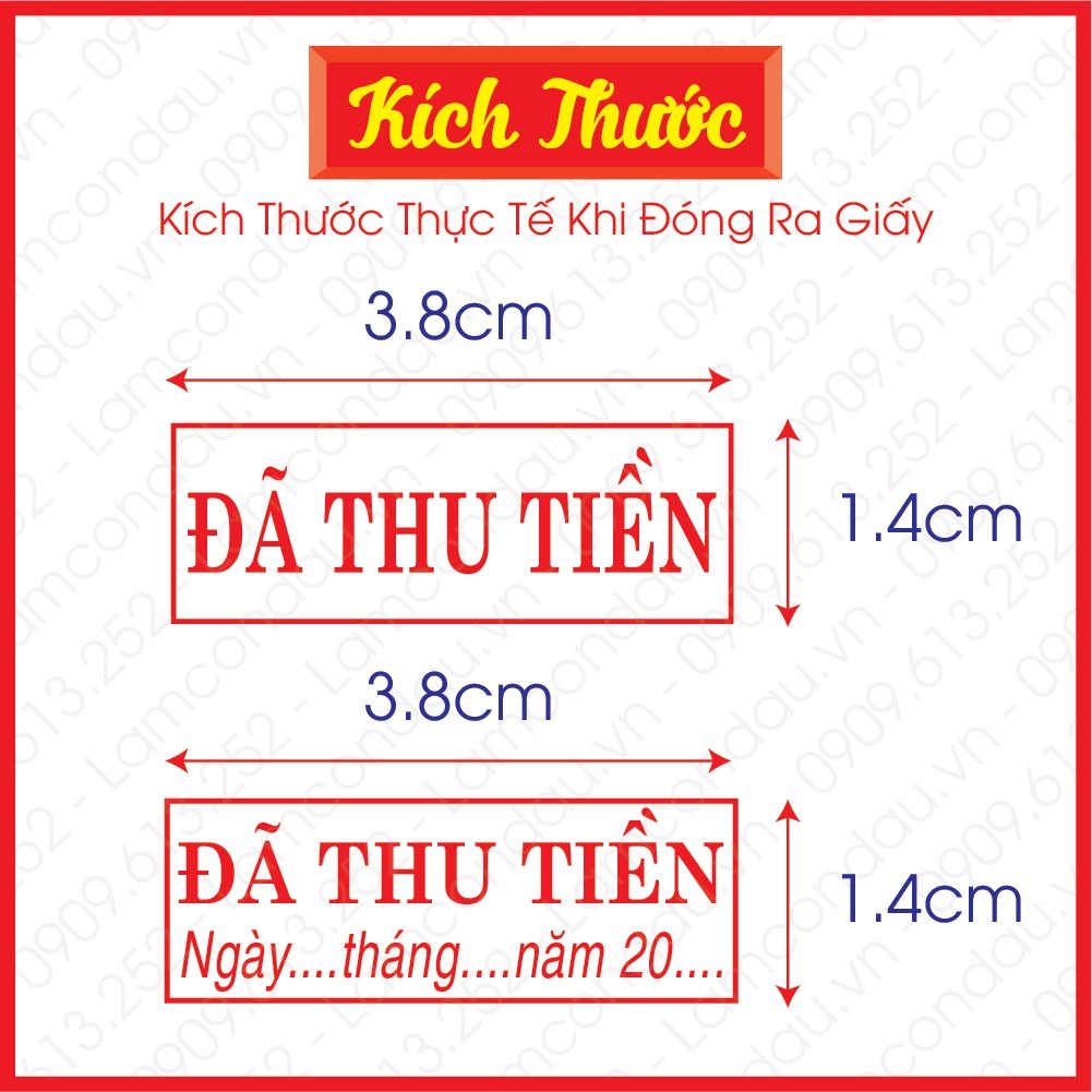 Dấu Đã Thu Tiền - Chưa Thu Tiền Có Ngày Tháng Năm Sẵn Mực Chính Hãng Shiny S222