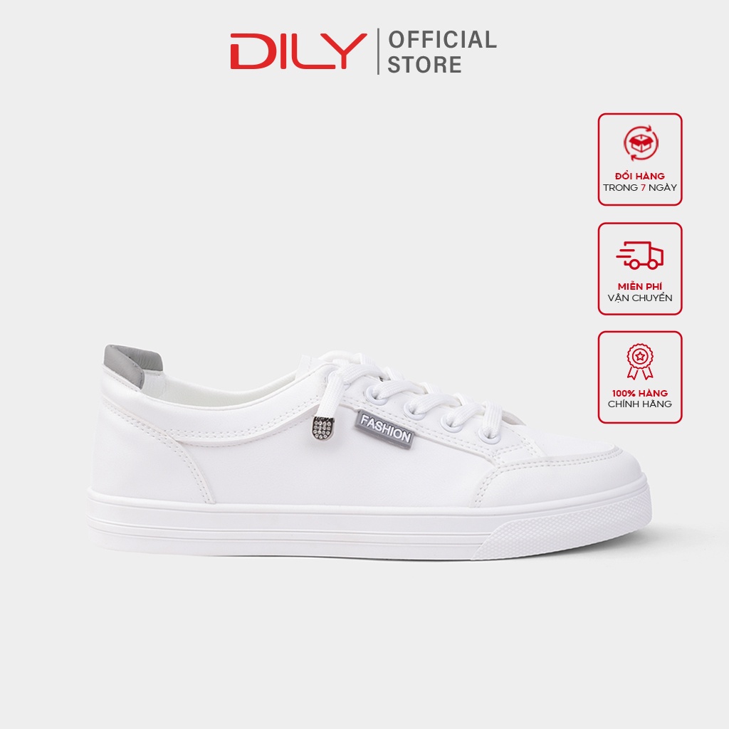 [Form nhỏ tăng 1 size] Giày sneaker nữ màu trắng DILY đế cao su cao 3cm_ AG0001