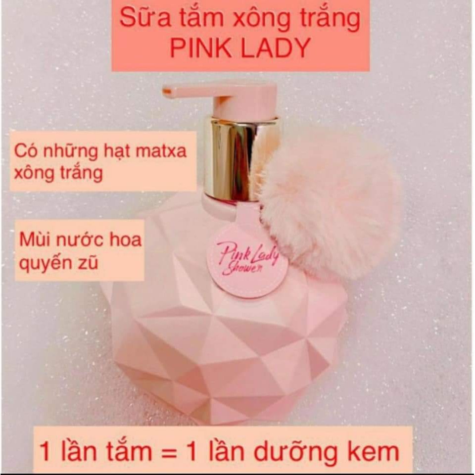 Sữa tắm xông trắng Pink Lady, sữa tắm trắng hương hoa hồng thơm ngát lưu hương cả ngày dài