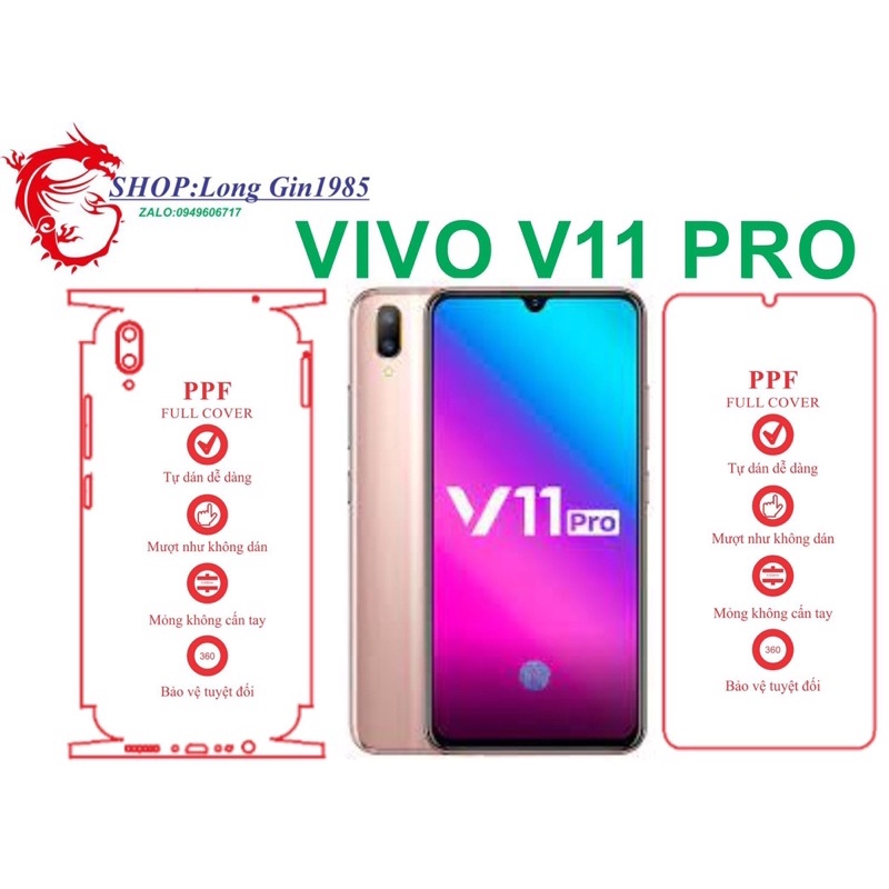 Vivo V11 PRO miếng dán trong Ppf mặt sau và mặt trước chống va đập chống trầy xước