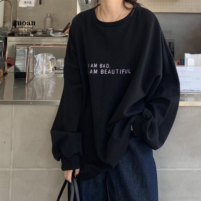Áo Sweater Cổ Tròn Dài Tay In Chữ Nhiều Màu Dành Cho Nữ tuantj