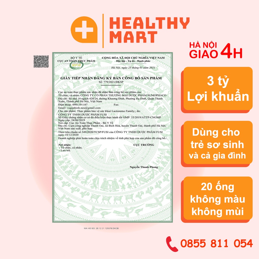 ✔️️️Men tiêu hóa Sumo Lacto Family - Bổ sung lợi khuẩn - Giảm đầy bụng, khó tiêu - Cho bé đường ruột khỏe mạnh