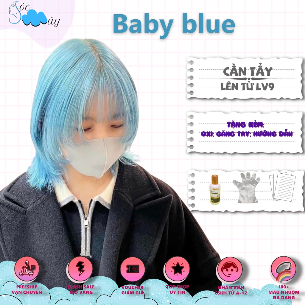 Thuốc nhuộm tóc BABY BLUE (đã bao gồm thuốc tẩy)