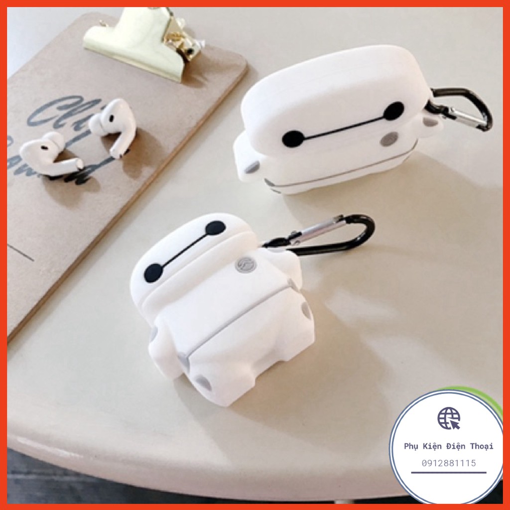 Tặng kèm móc treo - Case Airpod 1 2Vỏ bao AirPods silicon đựng tai nghe không dây Robot Trắng i12 , i13, i18... ⚡