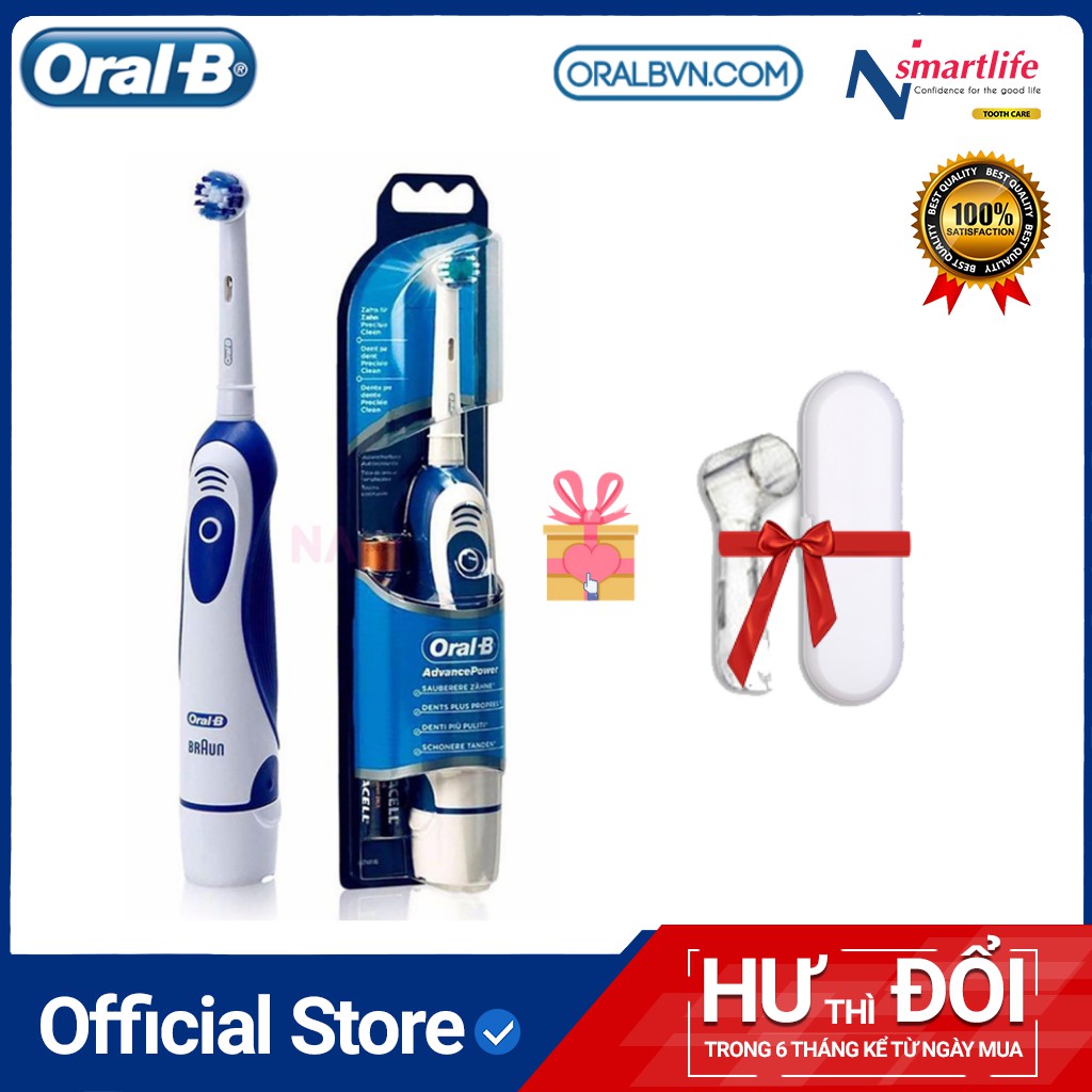 Bàn chải điện đánh răng tự động Oral B sử dụng pin làm sạch răng, hạn chế viêm nướu, loại sạch mảng bám