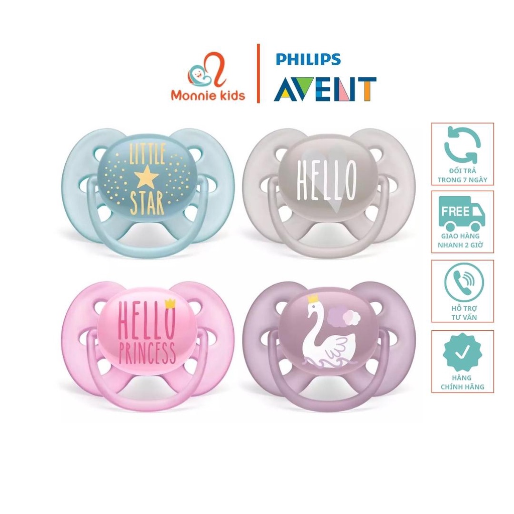 Ti giả cho bé Philips Avent ultra soft 0-18m chỉnh nha siêu mềm - Monnie Kids