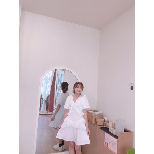 Đầm phối voan chéo