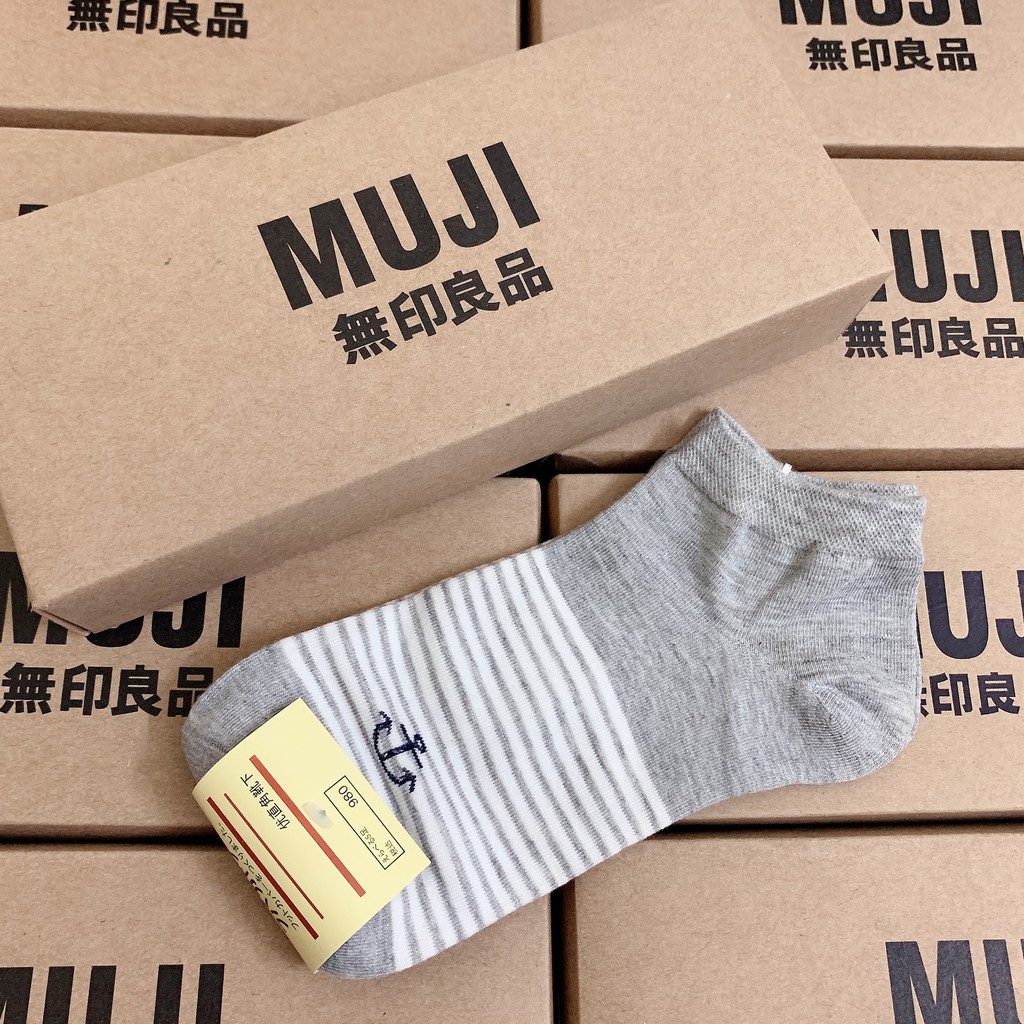 Tất nam nữ - Tất cổ ngắn vằn MUJI ngăn ngừa hôi chân [TIMICI]