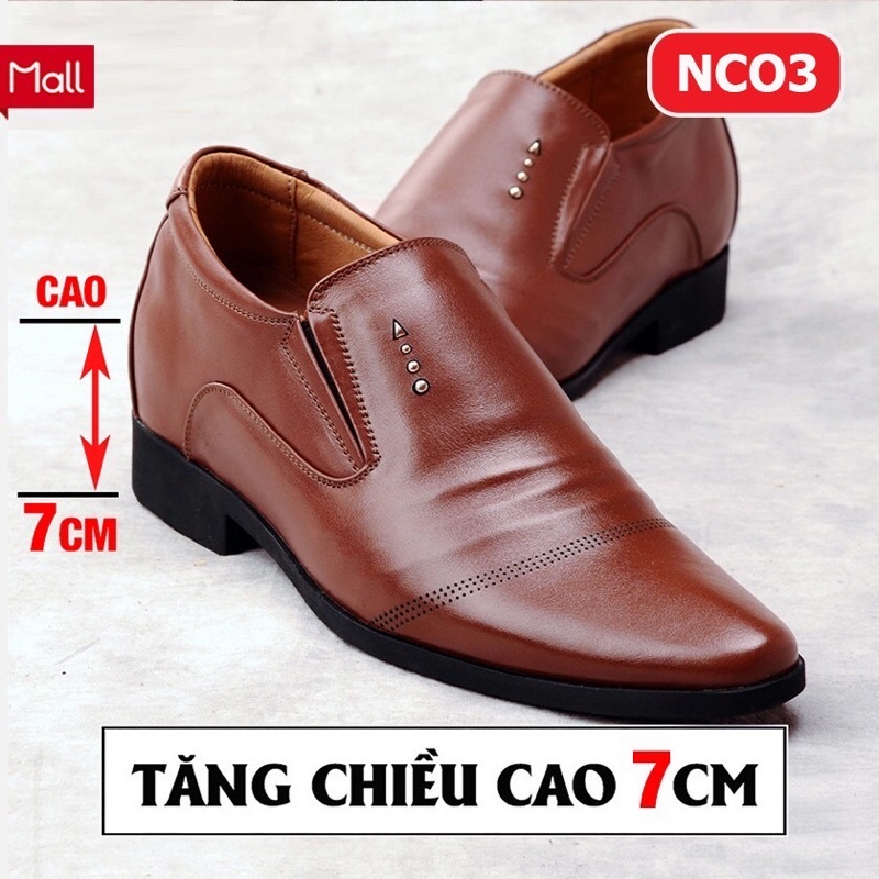 Giày Tây Nam Cao Cấp , Tăng Chiều Cao 6-7cm , Đế Cao Su Nguyên Tấm Chống Trơn