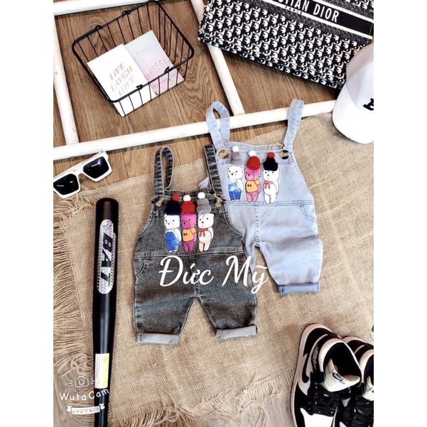 Yếm bò gấu đính mũ cho bé