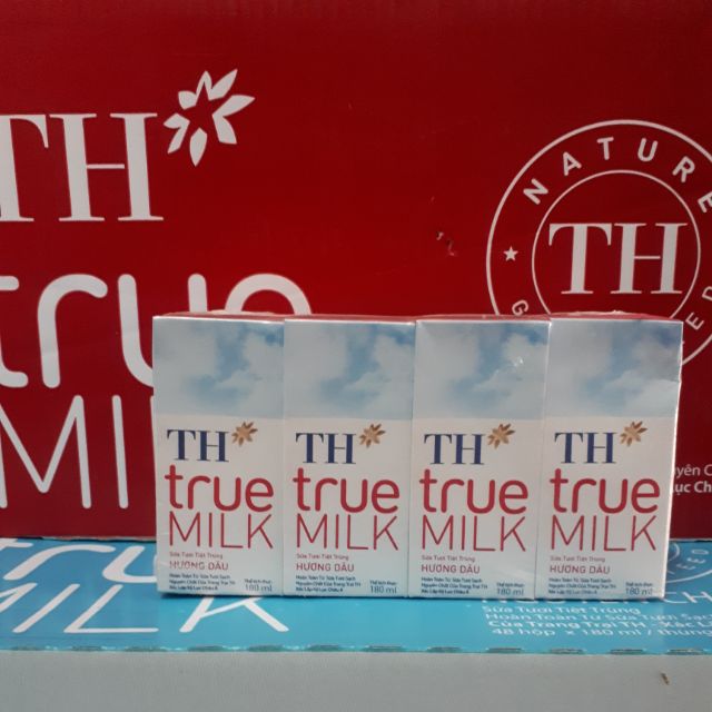 1 thùng sữa tươi TH TRUE MILK  vị dâu hộp 180ml