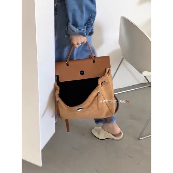 Balo da nhung vừa lap 14inch, nhã nhặn, hàn quốc