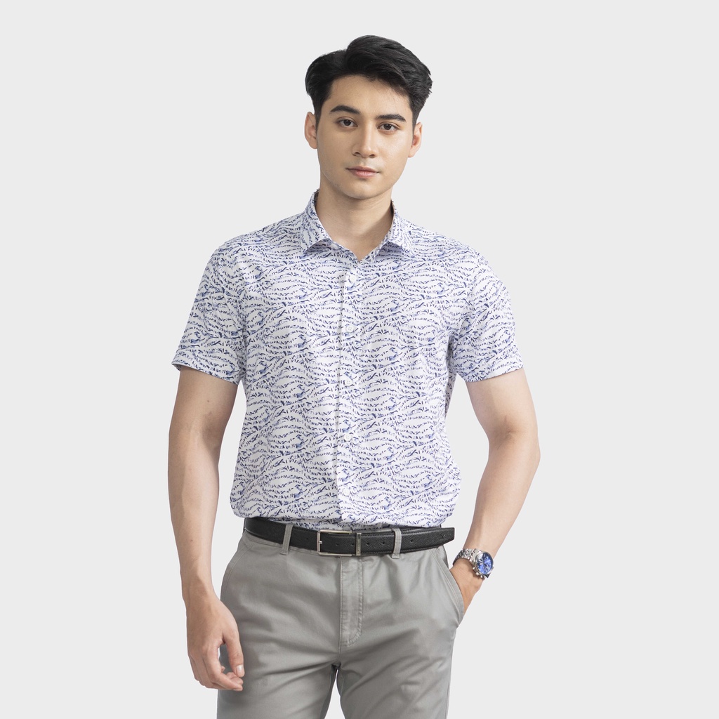 Áo sơ mi ngắn tay nam Aristino phom slim fit, thiết kế tà lượn, màu sắc nổi bật - ASS389S2