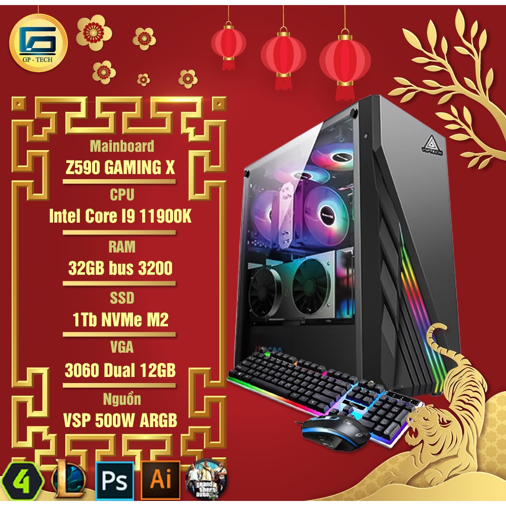 Máy để bàn livestream cấu hình khủng Core i9 11900K cân mọi Game ĐỒ HỌA