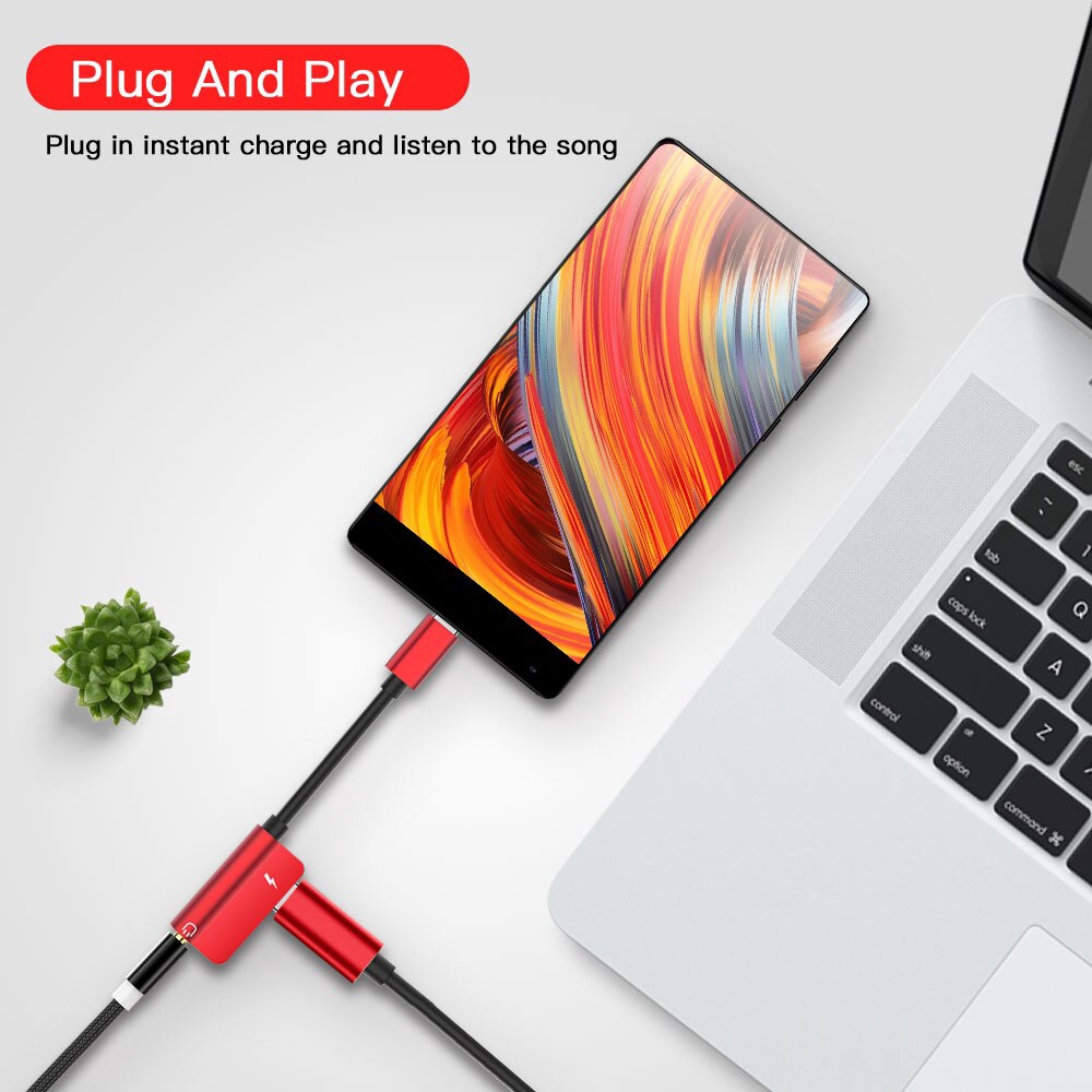 2 in 1 Type C Audio Cable USB C Male to Female 3.5mm Headphone Jack Wire Cabo Audio Charging Adapter For Samsung Huawei