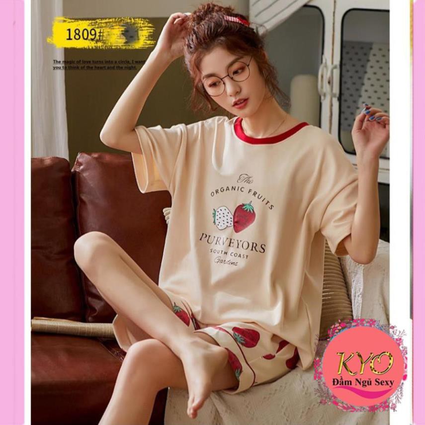 Đồ Bộ Mặc Nhà, Bộ Ngủ Quần Đùi Cotton Kiểu Dáng Cá Tính B41