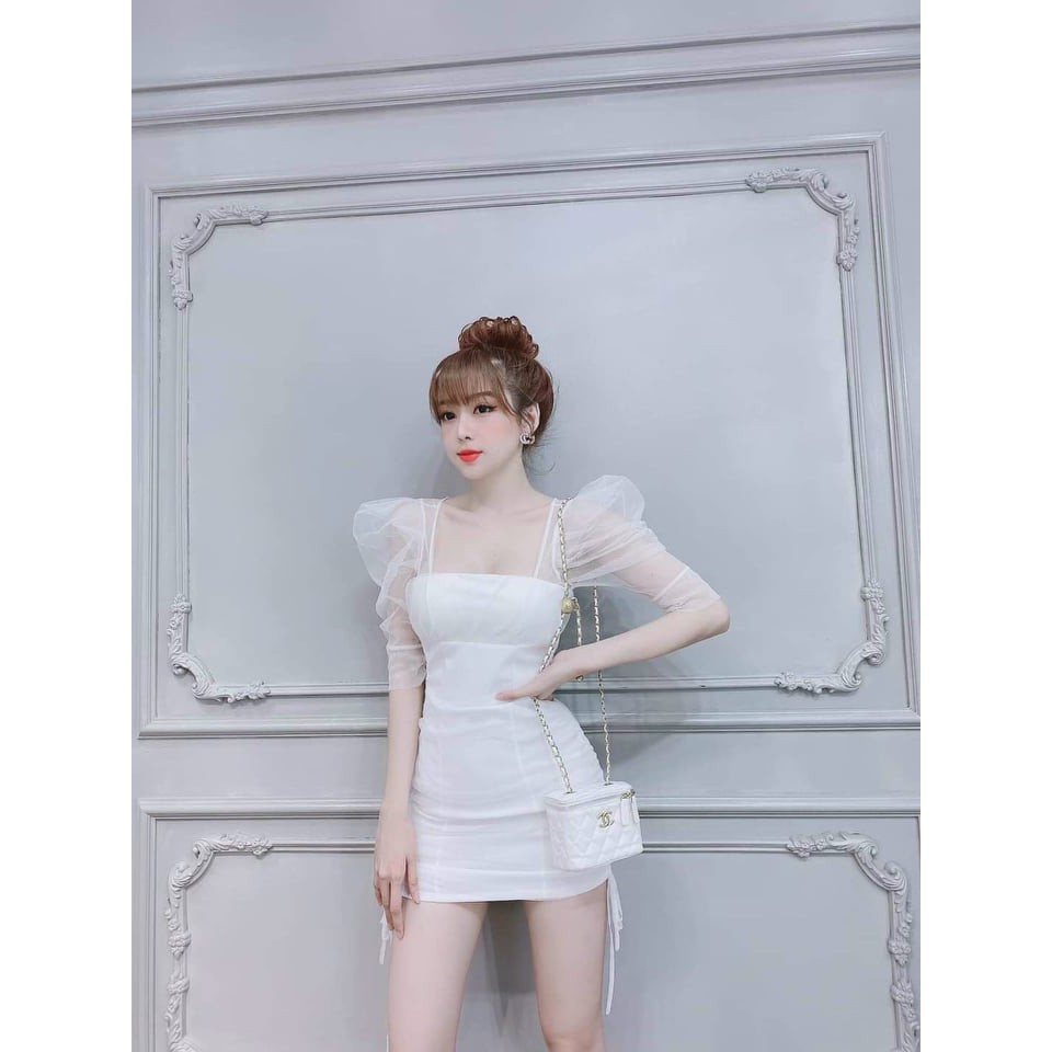 Đầm body cổ vuông phối lưới xịn xò 3 màu y hình ( co mút ngực ) | BigBuy360 - bigbuy360.vn