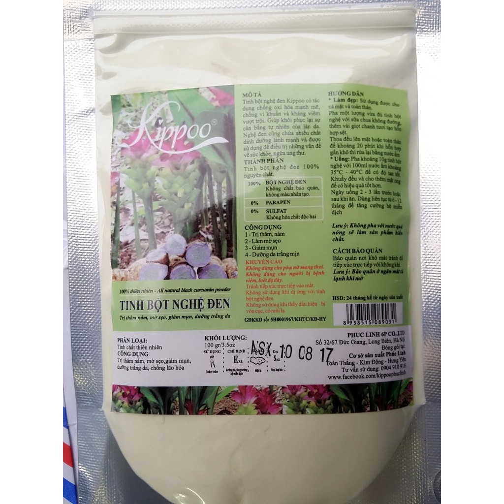 Tinh bột nghệ đen 100gr - Kippoo (date 2022)
