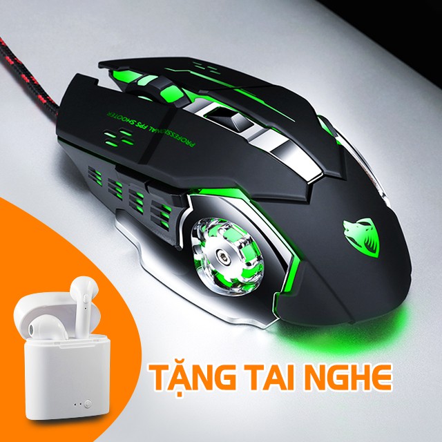 chuột game thủ có đèn LED tặng tai nghe không dây