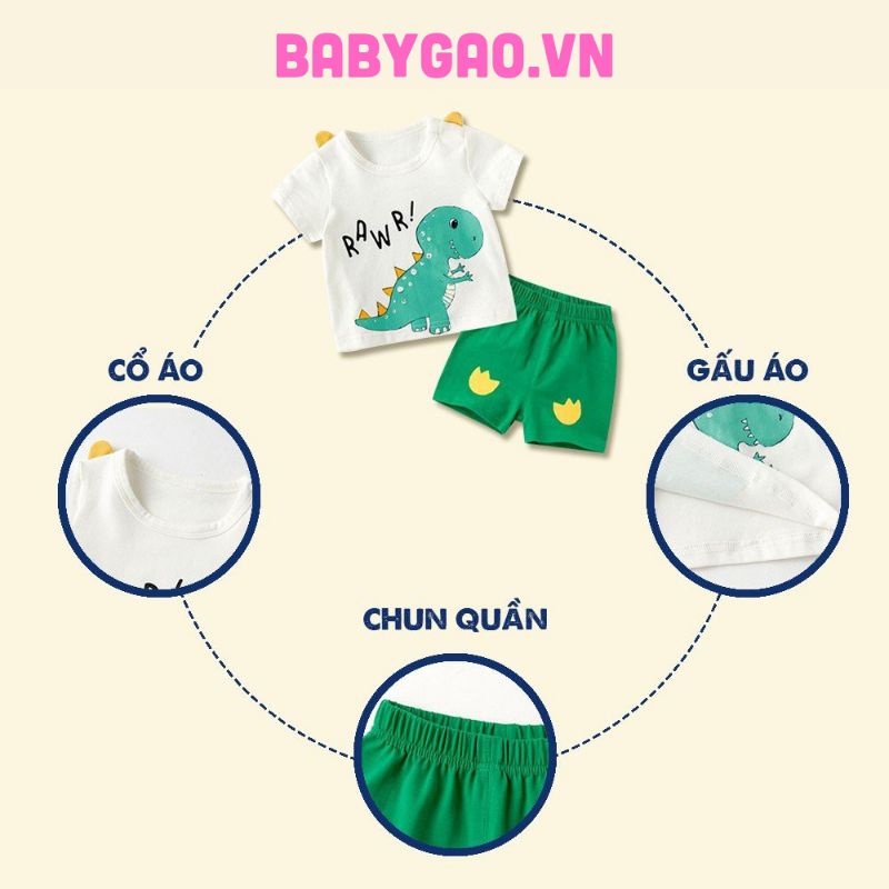 Bộ Cộc Tay Cho Bé Thun lạnh BabyGao In Họa Tiết Thú 3D Cho Bé (6-18kg) mẫu hè 2022