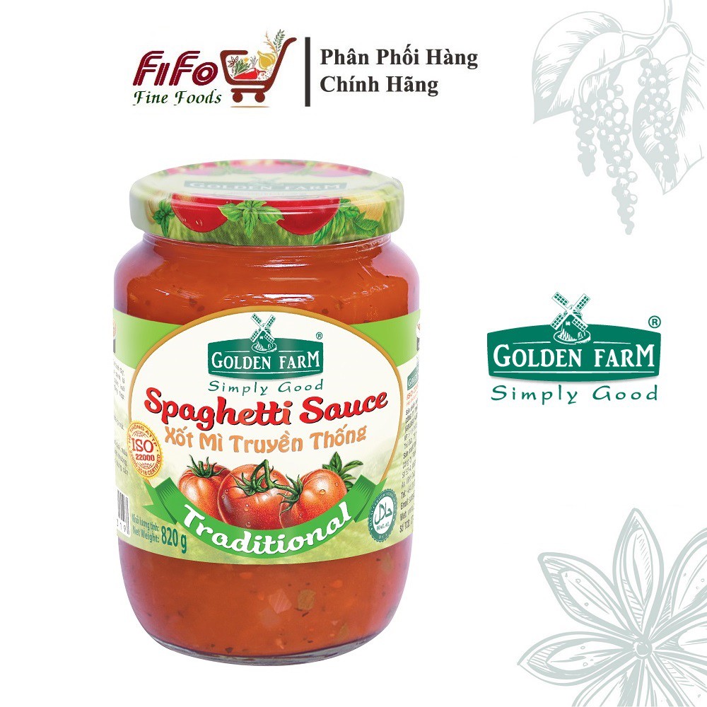 Xốt Spaghetti Truyền Thống Golden Farm | 370g - 820g | Xốt Mì Ý - Xốt Pizza | Fine Foods