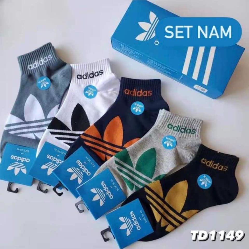 Tất vớ nam nữ Hộp 5 đôi cổ ngắn Das xuất dư mix màu