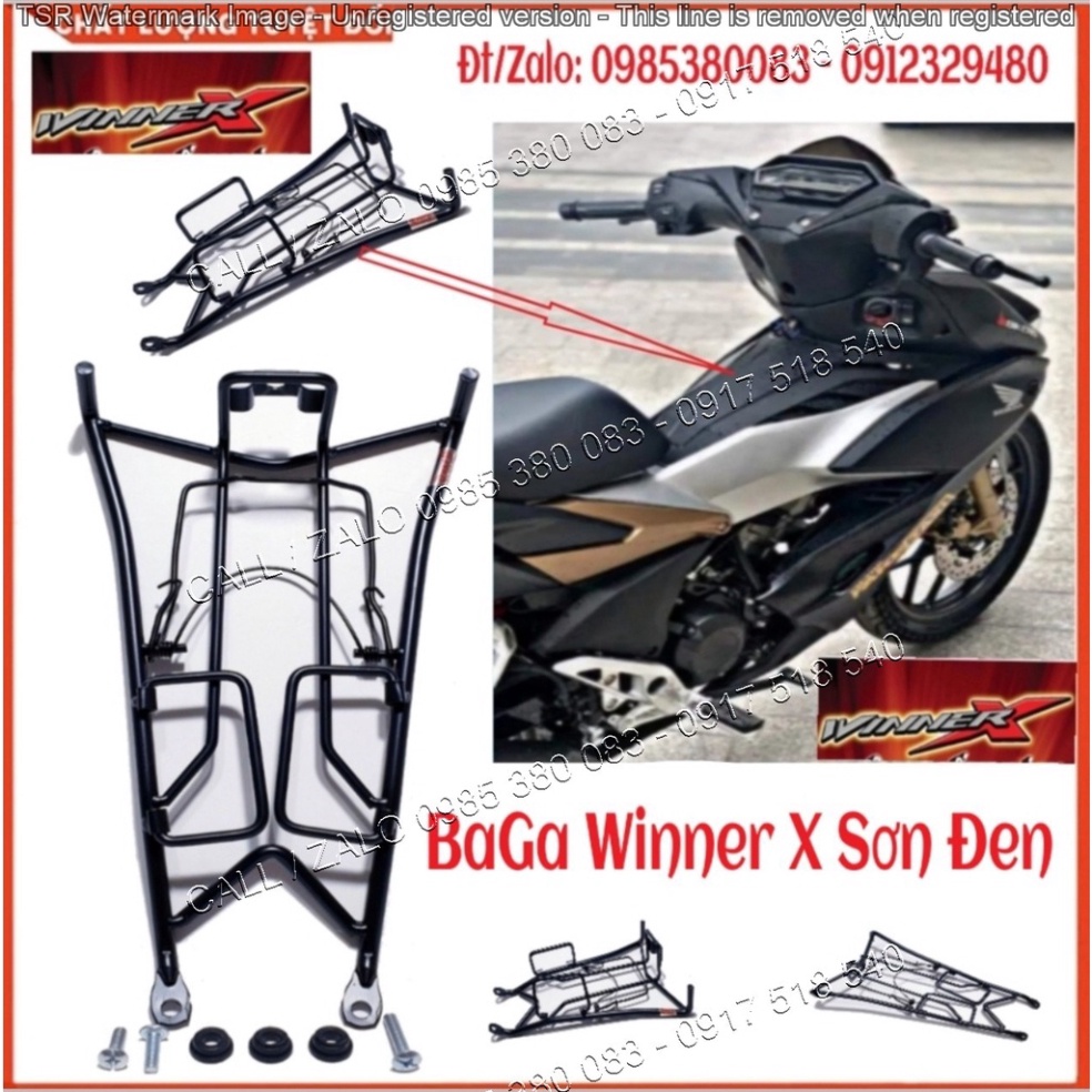 Baga Winner X Cao Cấp (V1, V2) INOX Sơn Đen Tĩnh Điện Dày 10 Ly Chắc Chắn Mẫu Mới 2019 - 2021 (Ảnh Sp Thật)