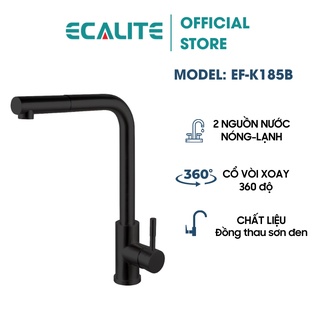 Vòi rửa chén nóng lạnh dây rút pull-down ecalite ef-k185b - màu đen