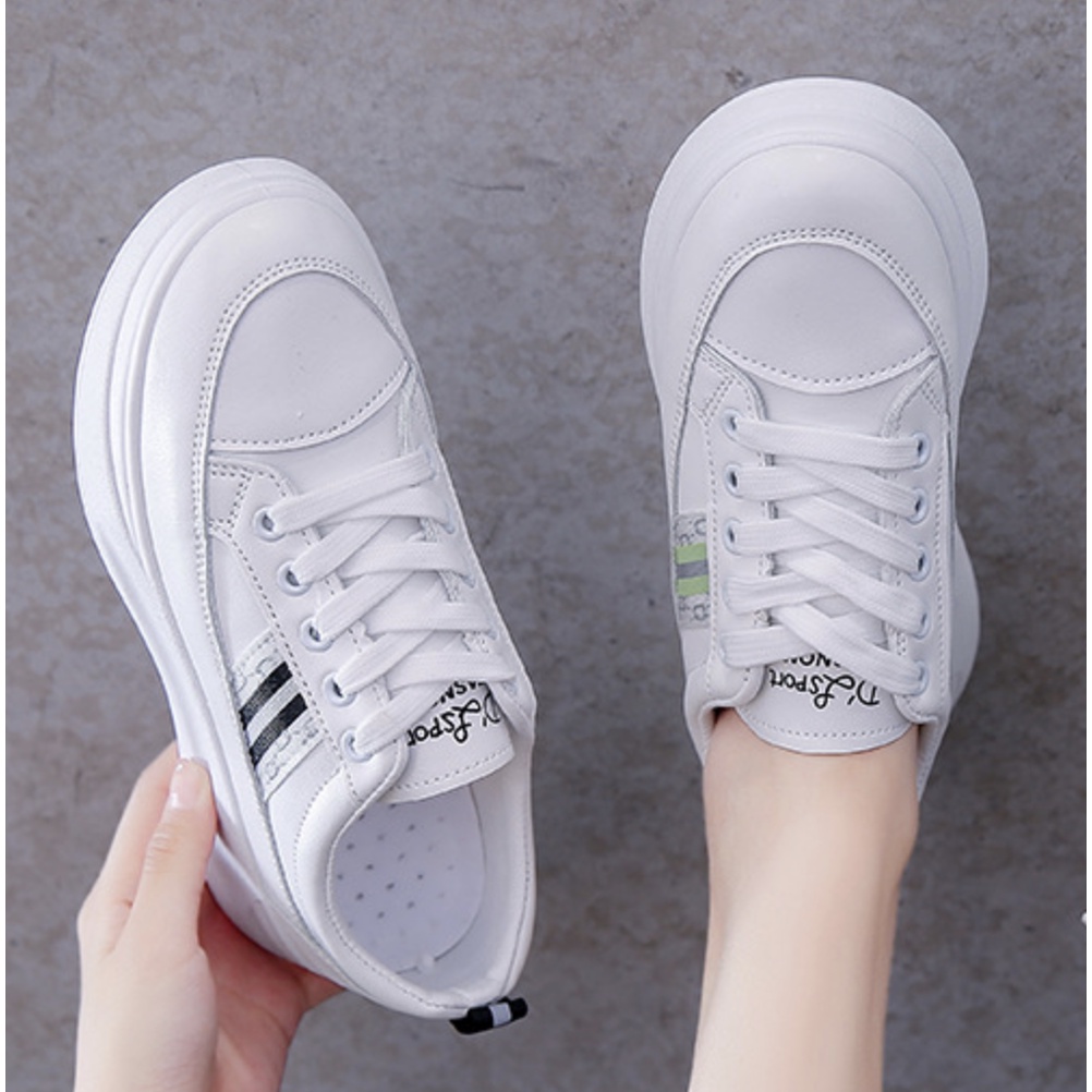 Giày nữ thể thao sneaker đi học đi làm đẹp đế cao big size trắng đen giá rẻ đế độn MS 103