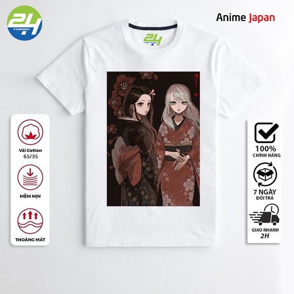 Áo Thun In Hình Anime Japan ANM02 Thời Trang 24h Màu Trắng Vải Dày Mịn Form Vừa Mặc Dễ Chịu Không Xù Lông