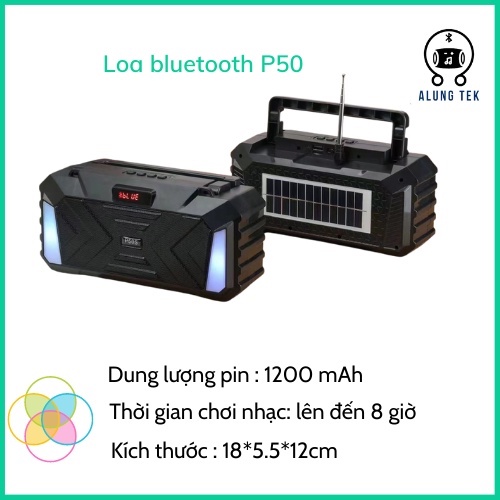 Loa nghe nhạc bluetooth giá rẻ P50,bass mạnh có đài FM - Alungtek