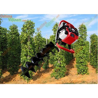 Máy khoan đất oshima 2p+ mũi khoan 200, máy khoan lỗ trồng cây oshima 2p